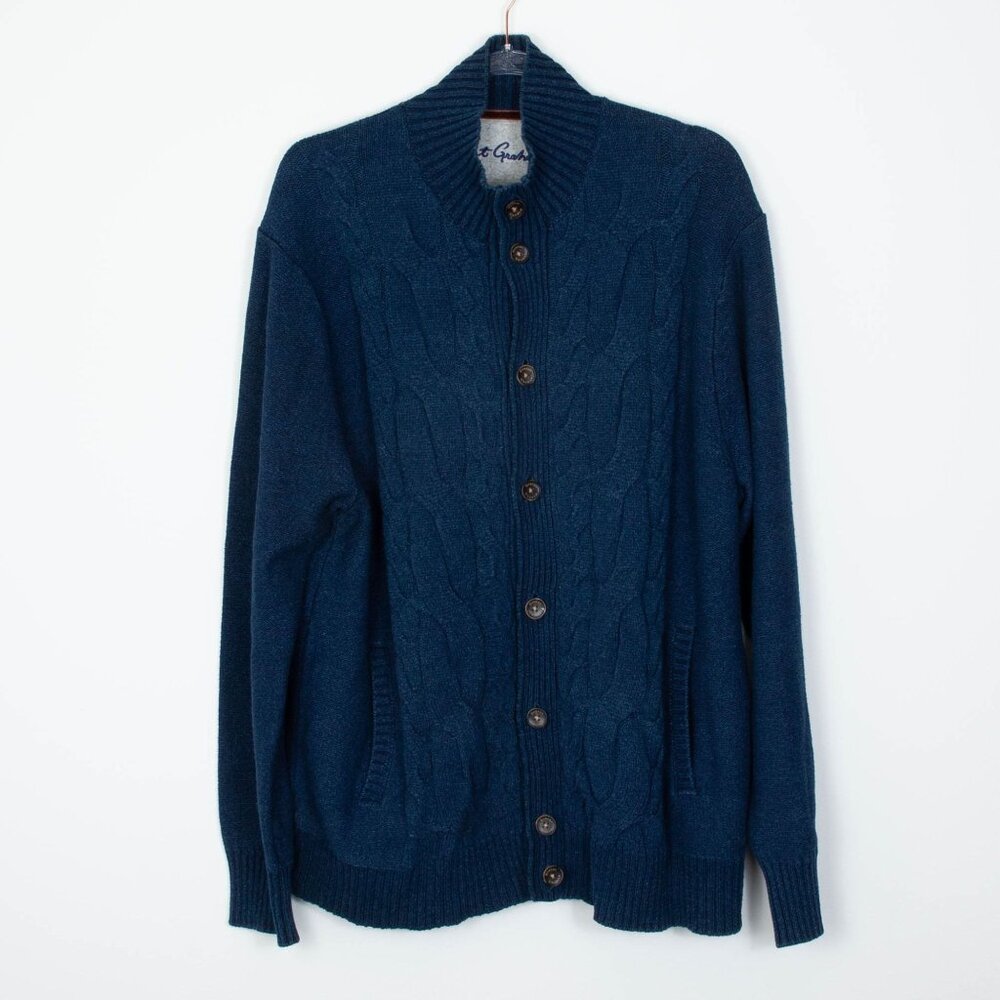 Robert Graham Mens Button Up Cable Knit Cardigan Sweater Size XL Classic‎ Fit